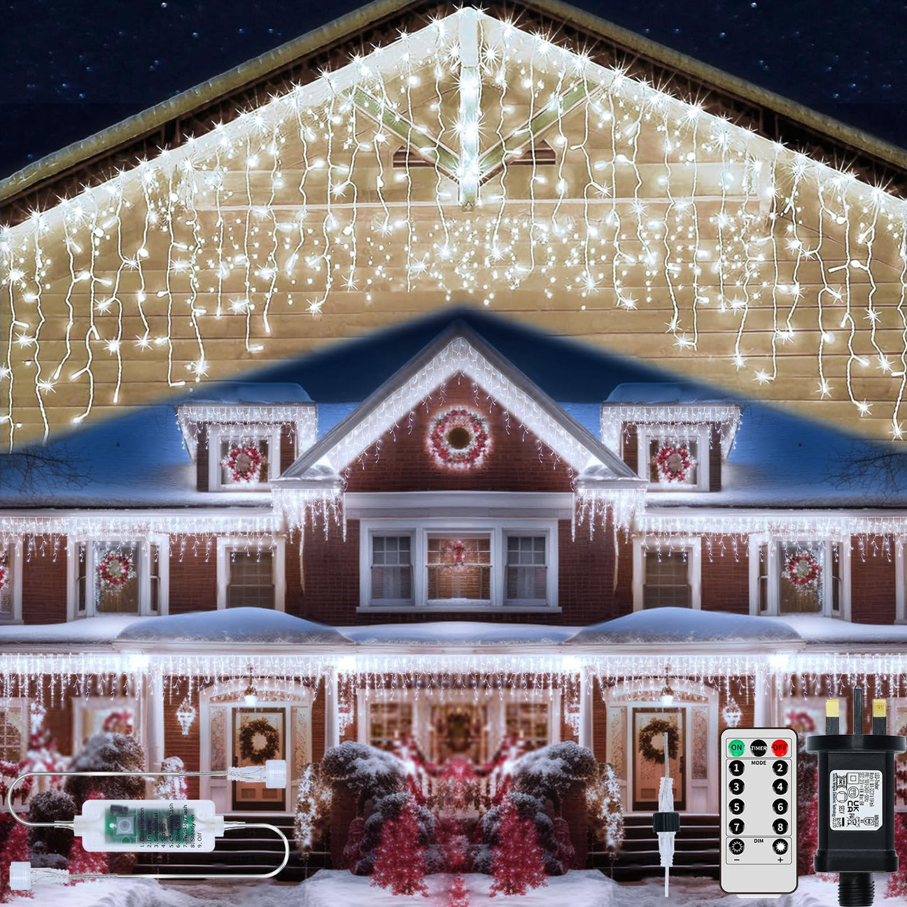 Icicle Christmas Lights, 15 5M 66Ft 600LED