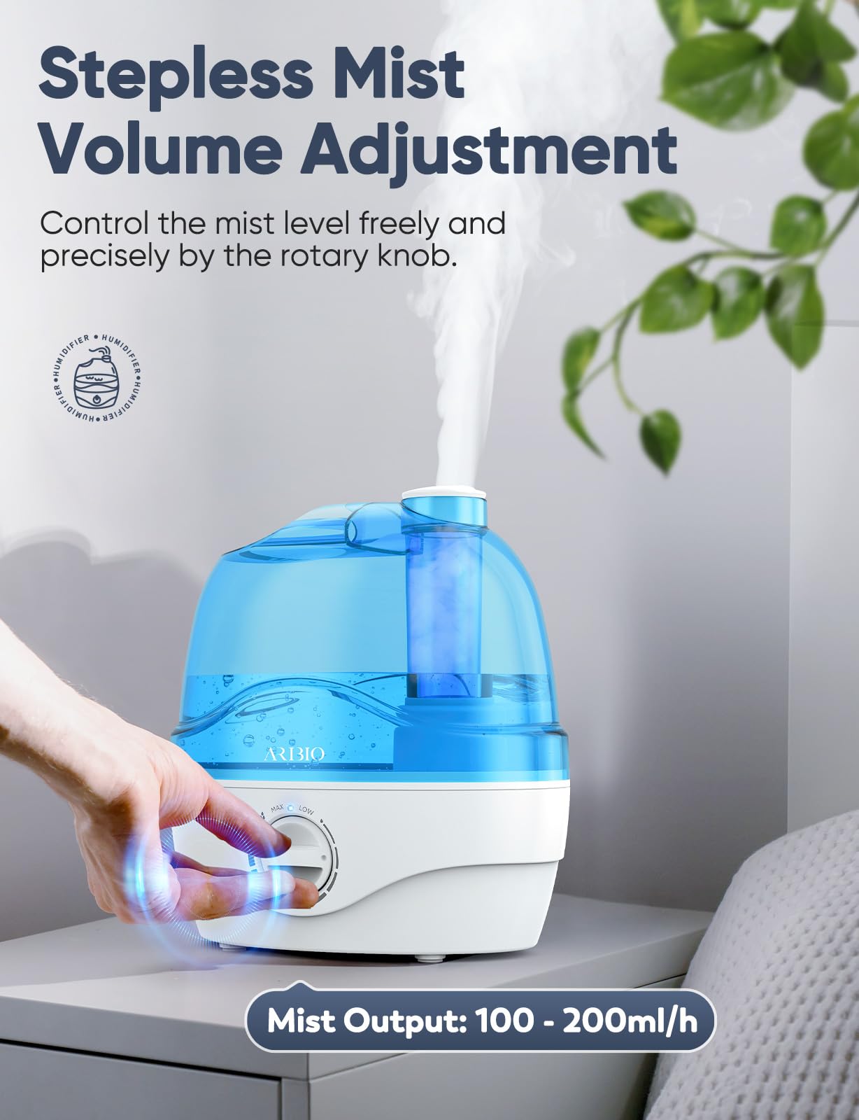 Humidifiers, 2.2L Humidifier for Bedroom Baby Room with 28dB Quiet