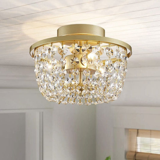 WUZUPS Crystal Chandelier Semi-Flushmount Ceiling Light