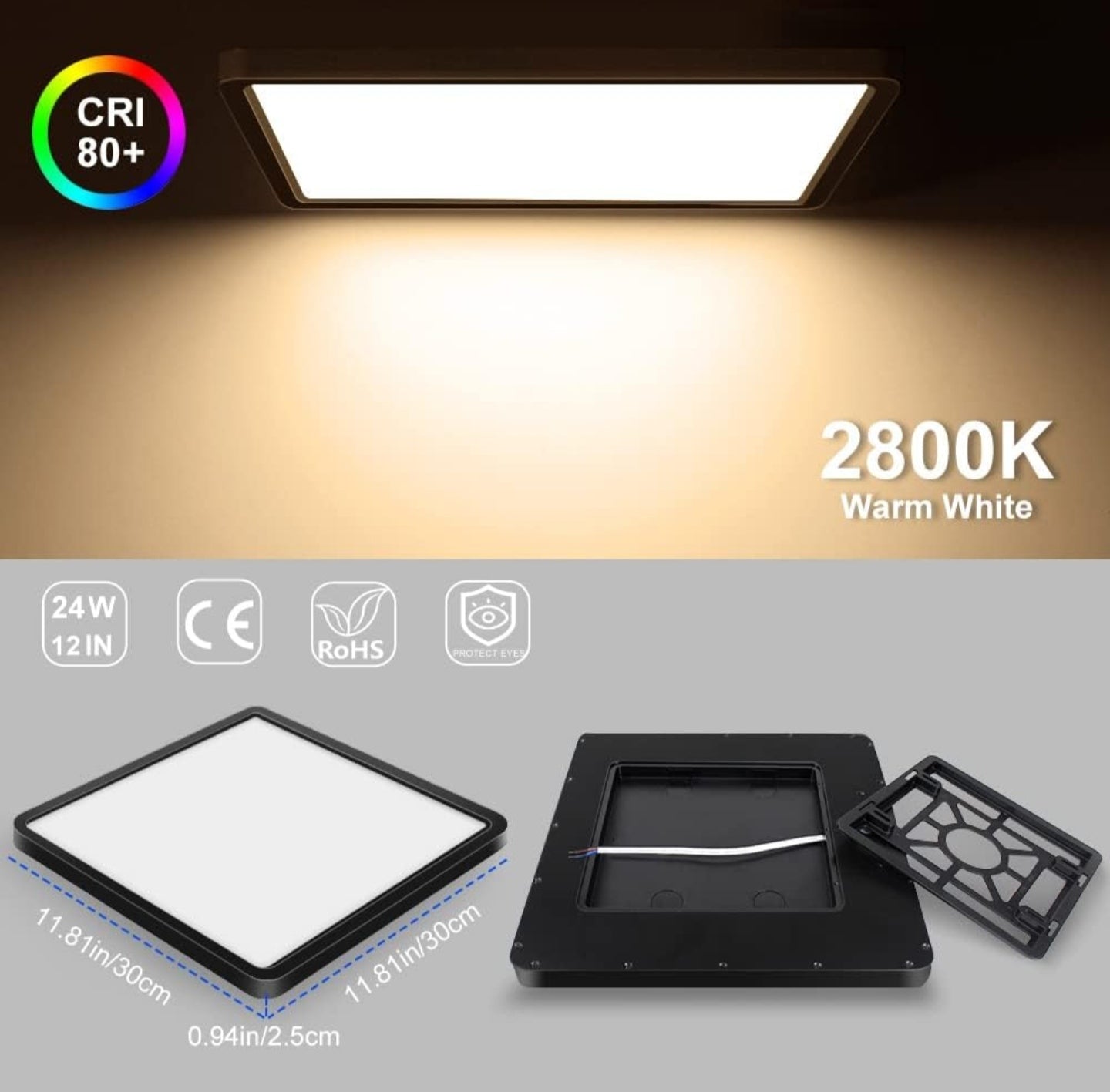 12 Inch 24W LED Ceiling Light Fixture Flush Mount