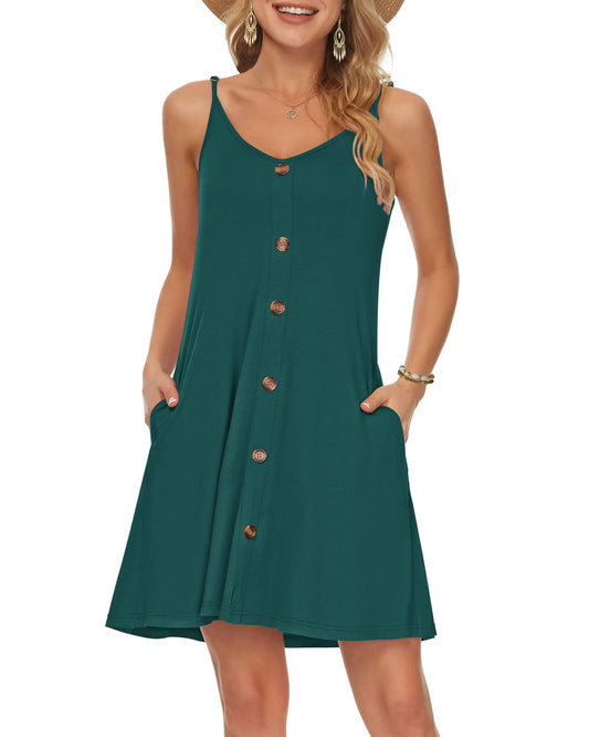 WNEEDU Womens Summer Dress Spaghetti