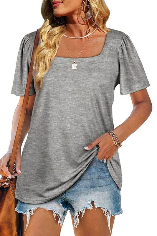 SMENG Stylish Womens Ladies Summer Top with Square Neck
