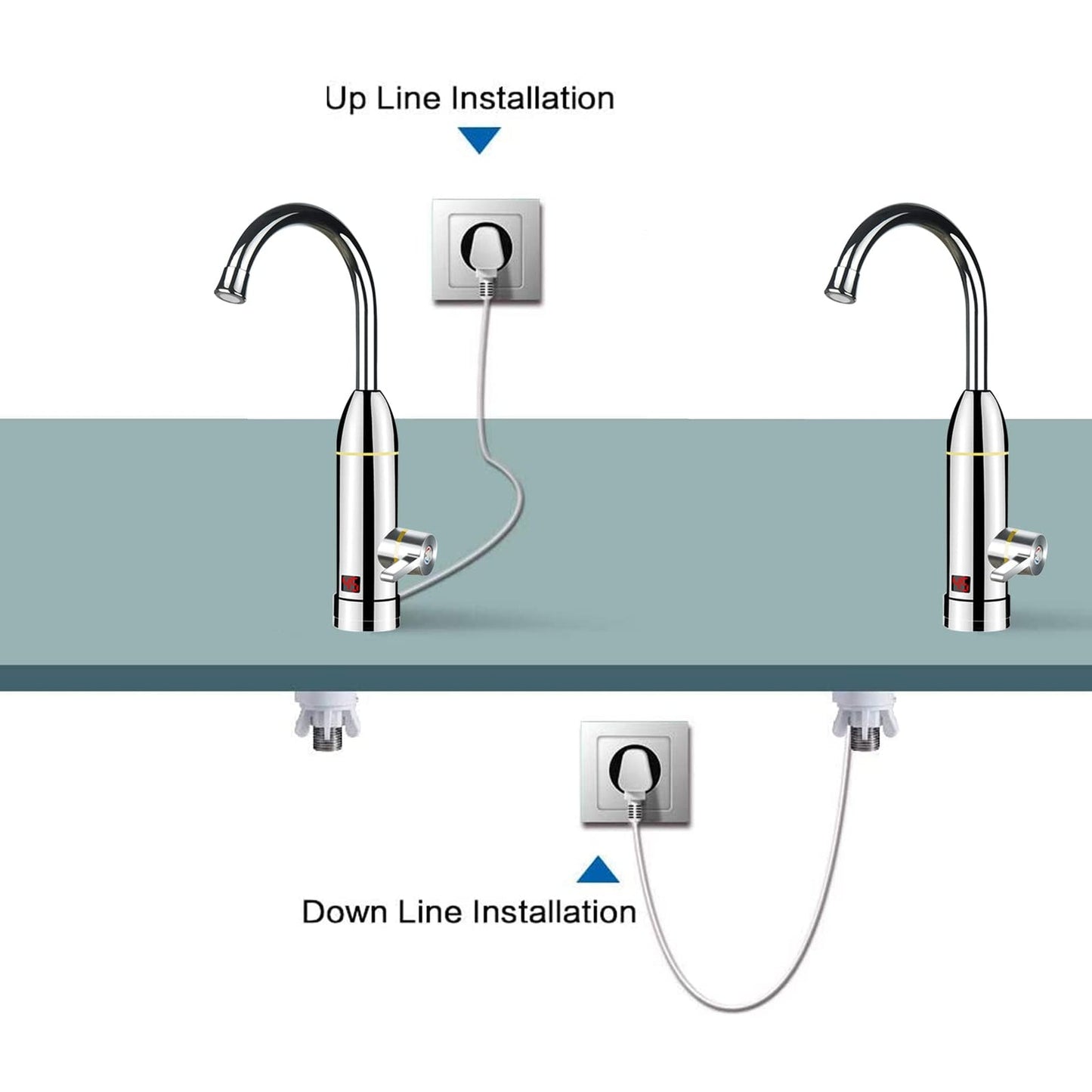 Electric Hot Water Taps with LED Digital Display 220V