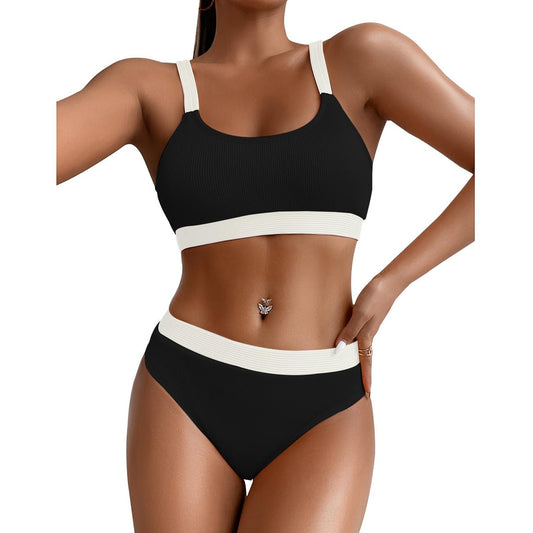 FDEETY Womens Bikini Sets High Waisted Color Block
