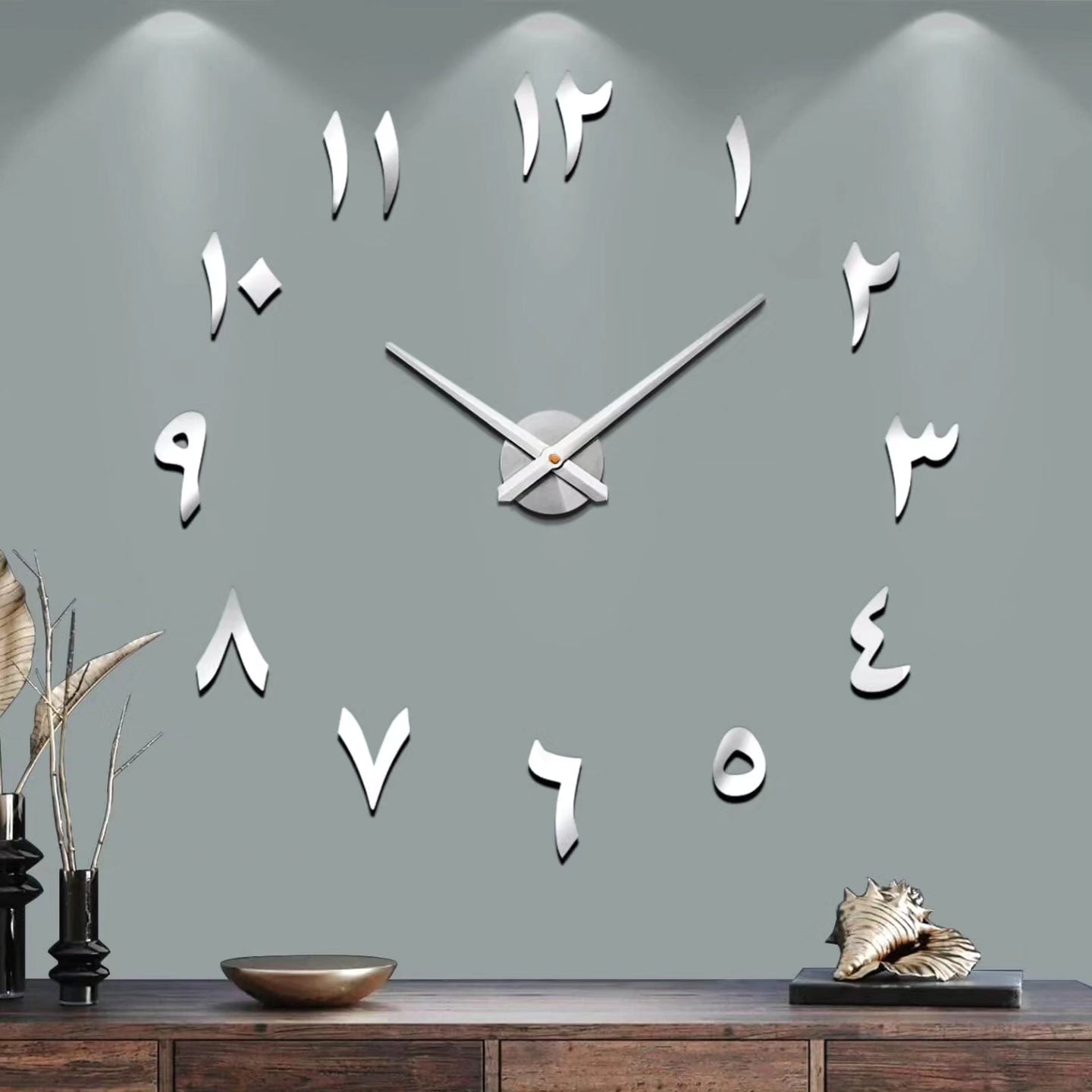 VANGOLD Modern Mute DIY Frameless Large Wall Clock 3D Mirror Sticker