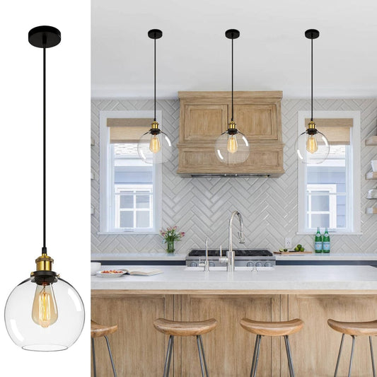 FORCOSO 3PCS Vintage Glass Pendant Light