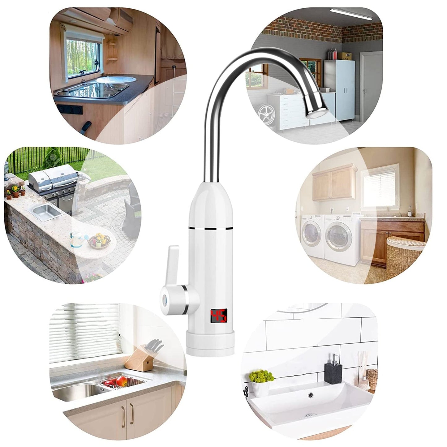 Electric Hot Water Taps with LED Digital Display 220V