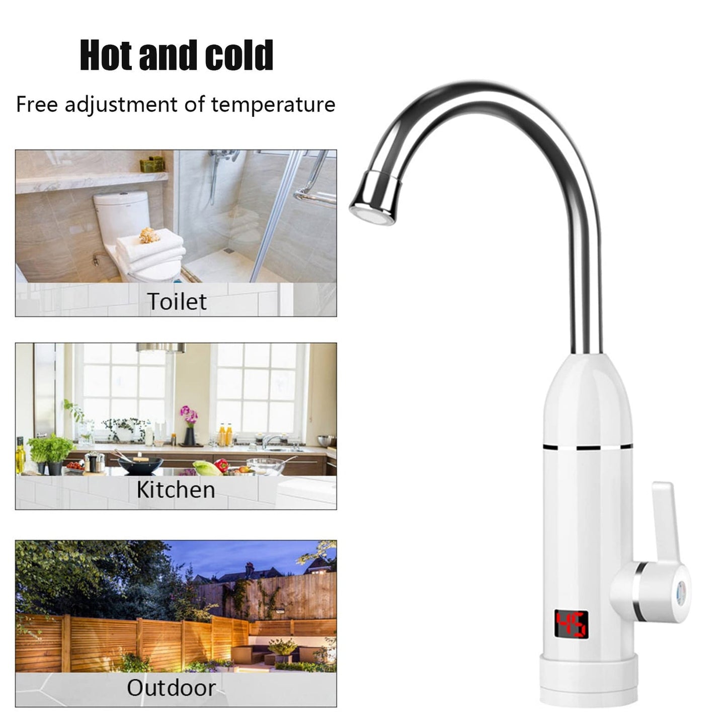 Electric Hot Water Taps with LED Digital Display 220V