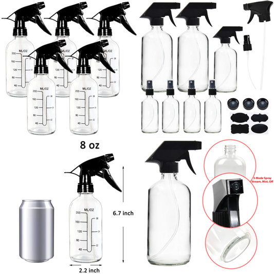 Youngever 5 or 7 Pack Clear Glass Spray Bottles Set